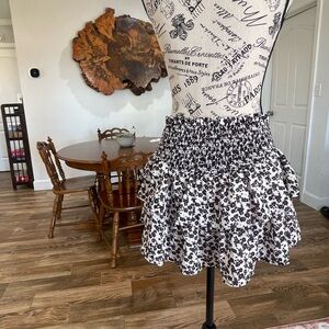 Altar'd State Black and White Floral A-Line Skirt